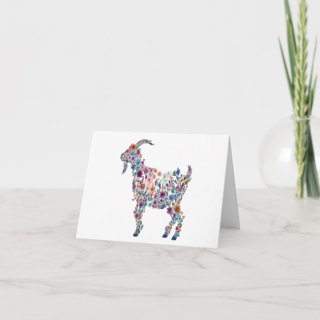 Cartes de notes personnalisées chèvre florale joli (Devant)