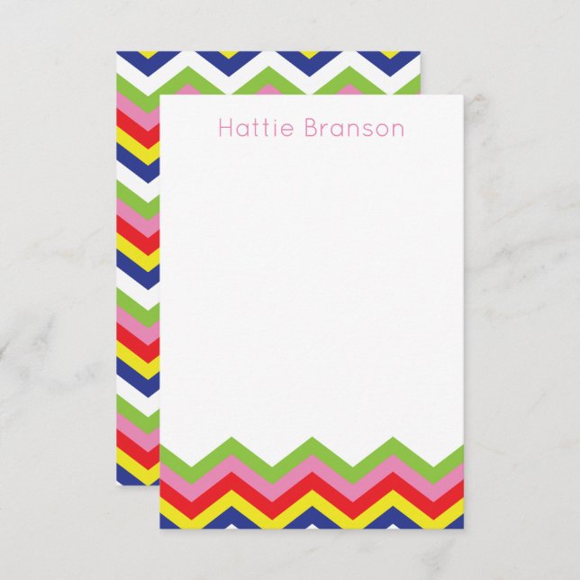 Cartes de notes personnalisées Chevron multicolore (Devant / Derrière)