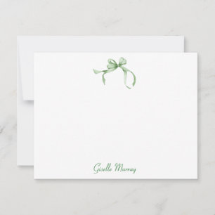 Cartes de notes personnalisées Coquette Vert Ruban