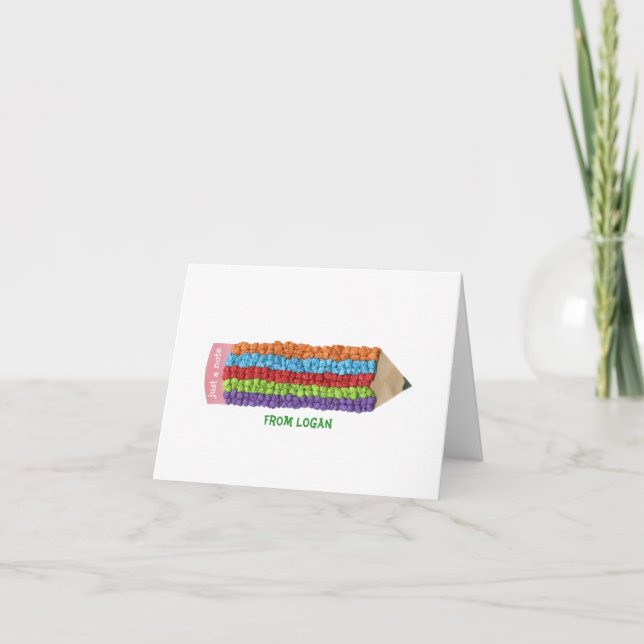 Cartes de notes personnalisées crayon arc-en-ciel (Devant)