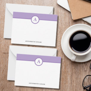 Cartes de notes personnalisées de monogramme viole