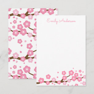 Cartes de notes personnalisées en fleurs de cerisi