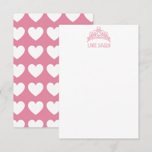 Cartes de notes personnalisées Heart Tiara Crown