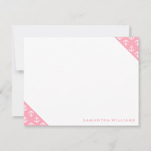 Cartes de notes personnalisées Motif Ancres roses