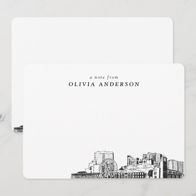 Cartes de notes personnalisées Myrtle Beach Sketch (Devant / Derrière)