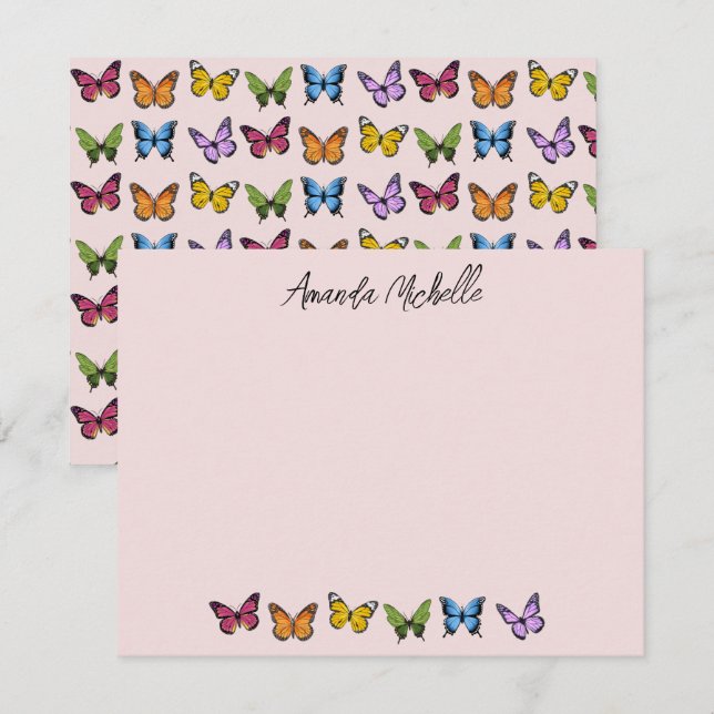 Cartes de notes personnalisées Papillon Arc-en-cie (Devant / Derrière)