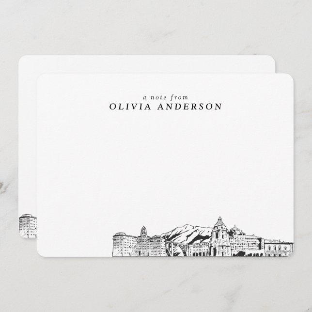 Cartes de notes personnalisées Pasadena Skyline Sk (Devant / Derrière)