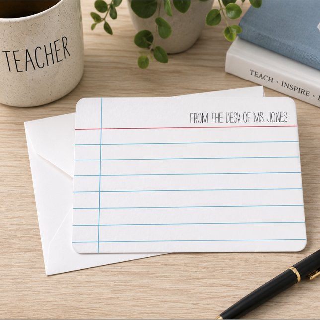 Cartes de notes personnalisées pour enseignants (Personalized teacher note cards. Customize with your name for thoughtful classroom notes.)