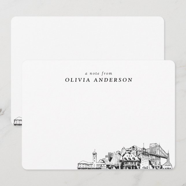 Cartes de notes personnalisées pour Portland Skyli (Devant / Derrière)