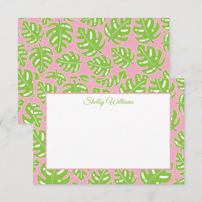 Cartes de notes personnalisées Preppy Palms (Devant / Derrière)