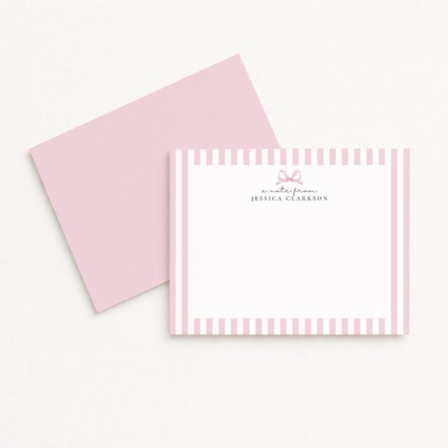 Cartes de notes personnalisées Preppy Rose Striped (Créateur téléchargé)