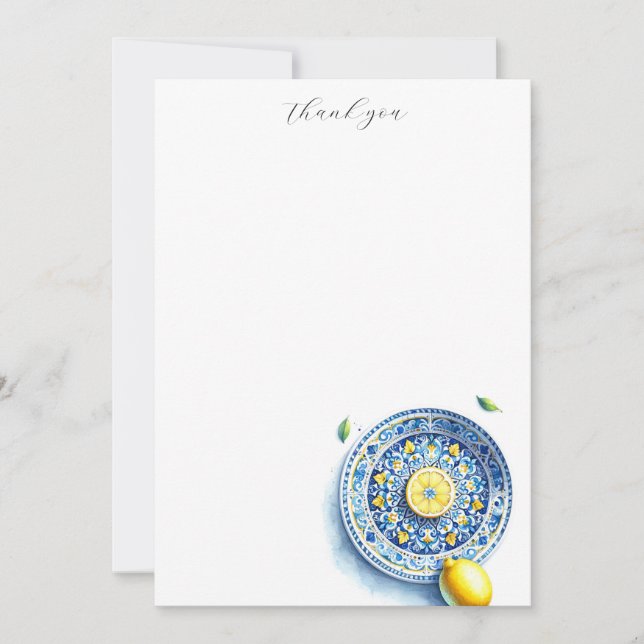 Cartes de notes Plaque Motif bleu citron (Devant)