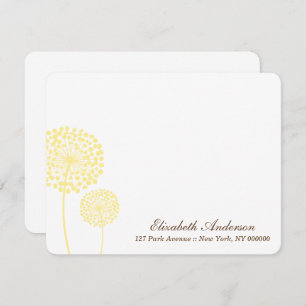 Cartes de notes plates des Dandelions jaunes