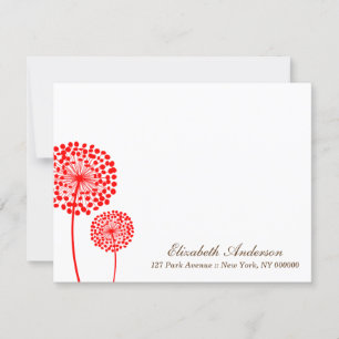 Cartes de notes plats des Dandelions rouges