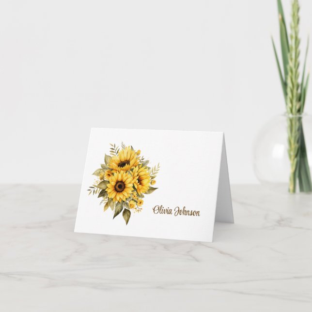 Cartes de notes pliées avec nom personnalisé (Devant)