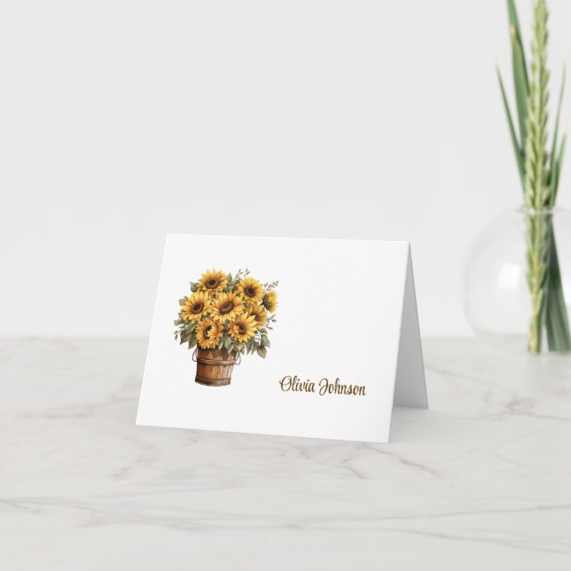 Cartes de notes pliées avec nom personnalisé (Devant)
