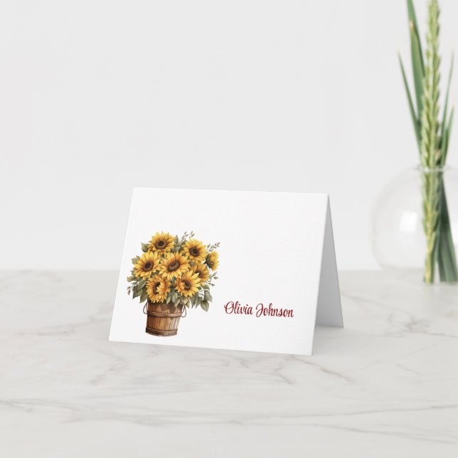 Cartes de notes pliées avec nom personnalisé (Devant)
