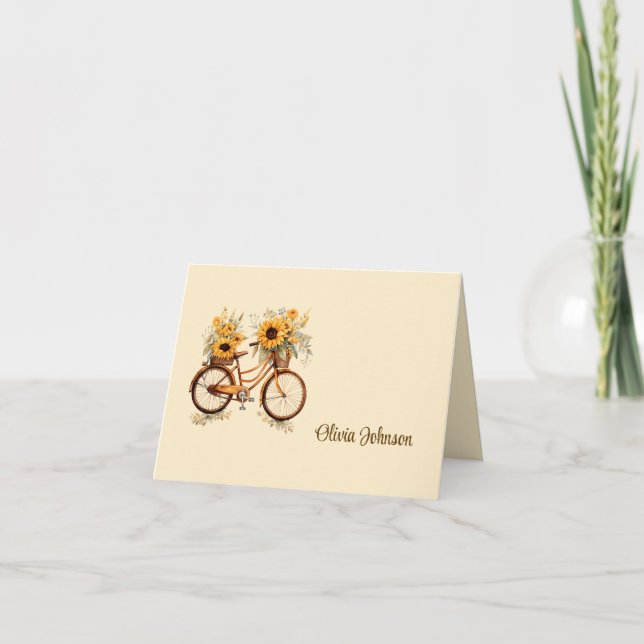 Cartes de notes pliées avec nom personnalisé (Devant)