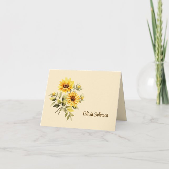 Cartes de notes pliées avec nom personnalisé (Devant)