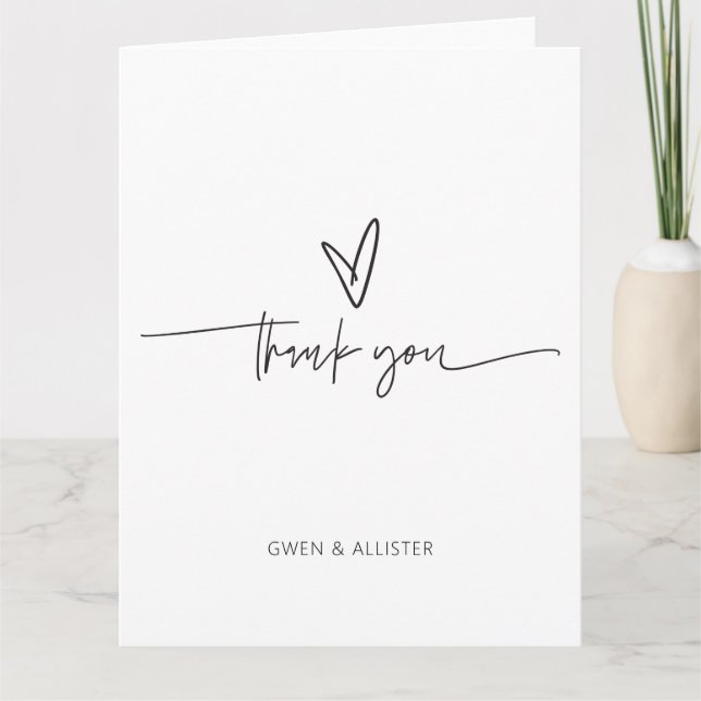 Cartes de notes pliées Merci mariage (Devant)