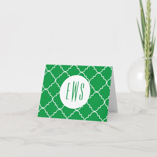 Cartes de notes pliées Monogrammes Quatrefoil Chic (Devant)
