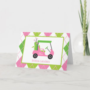 Cartes de notes pliées personnalisées Pink & Green