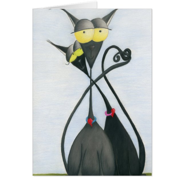 Cartes de notes pour chats gris et noir (Devant)