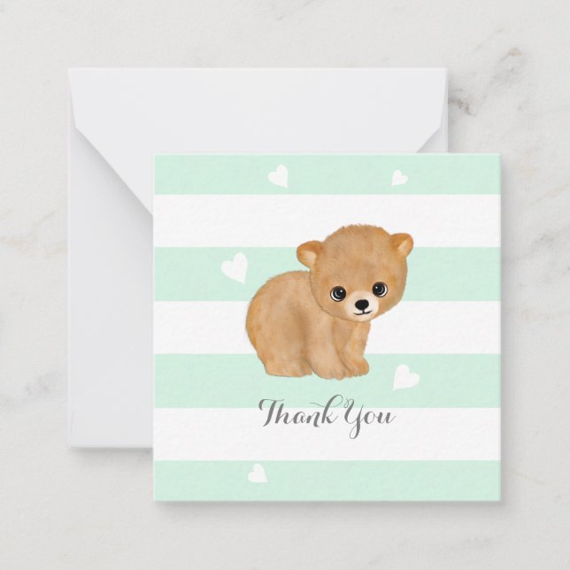 Cartes de notes pour le coeur de l'ours de menthe (Devant)