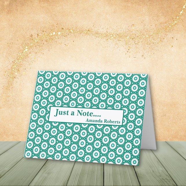 Cartes de notes pour Motif Abstrait à roues vert e (Easily edit Just a Note Greeting and add your name, or remove name.)