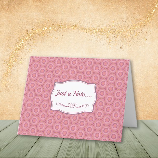 Cartes de notes pour Motif mauve et rose (Easily edit Just a Note Greeting and remove scroll if you prefer.)