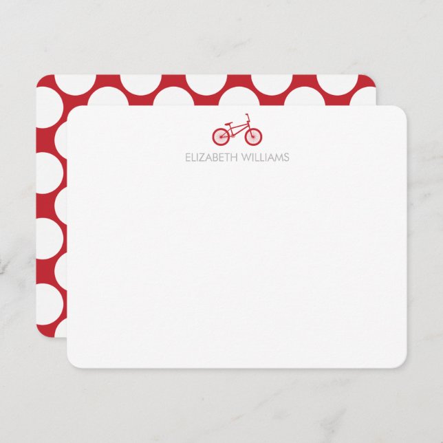 Cartes de notes pour vélos rouges et grands points (Devant / Derrière)