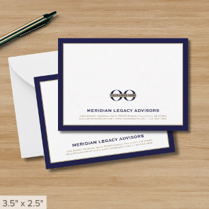 Cartes de notes professionnelles bleu et or Marine