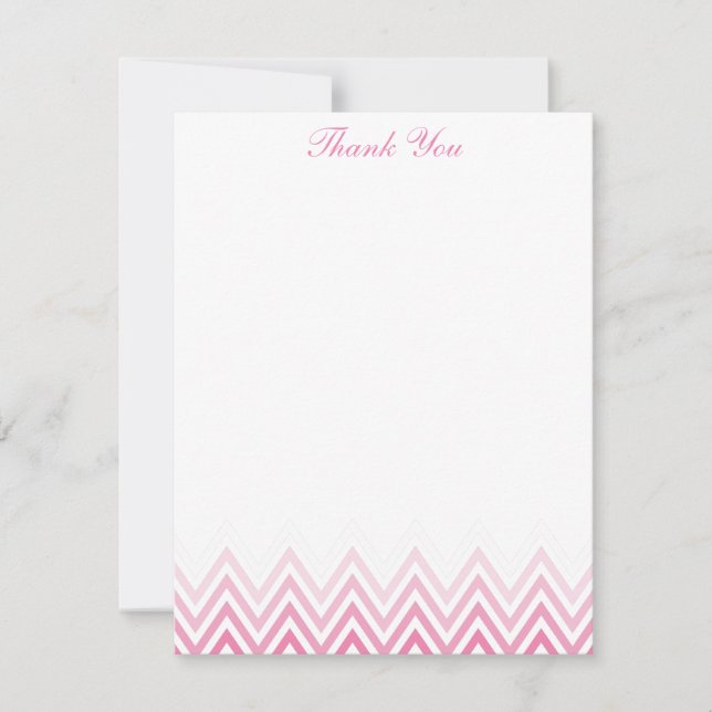 Cartes de notes rose chic ombré chevrons (Devant)