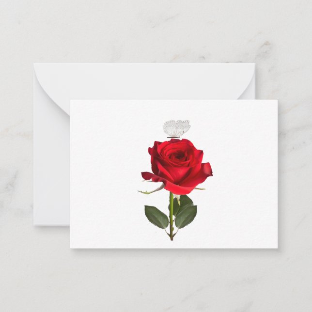 Cartes de notes Rose et Papillon (Devant)