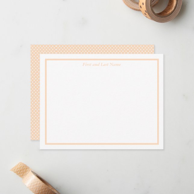 Cartes de notes Sandy Pale Peach et points blancs (Devant/Arrière en situation)