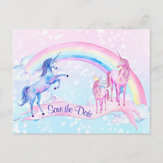 Cartes de notification de Baby Shower Licorne Past (Devant)