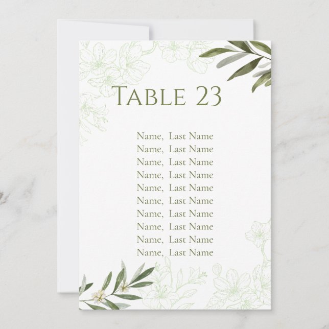 Cartes de numéro de table à motif floral élégant v (Devant)