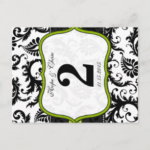 Cartes de numéro de table à motifs damassés avec g