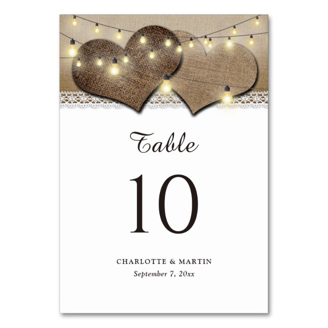 Cartes de numéro de table avec guirlande lumineuse (Par défaut)