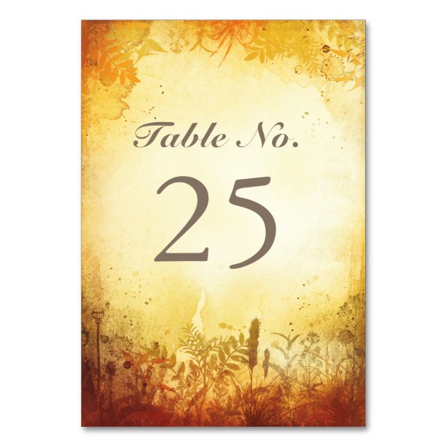 Cartes de numéro de table d'automne Rustic WOODLAN (Par défaut)