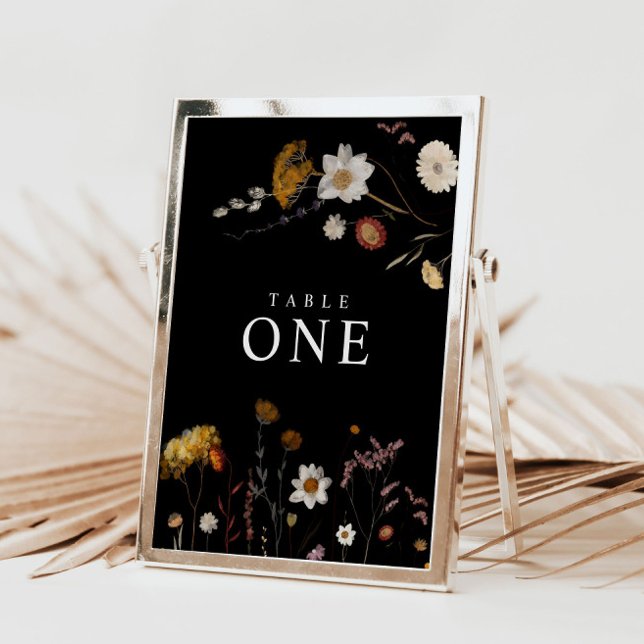 Cartes de numéro de table de Fleur sauvage noir (Créateur téléchargé)