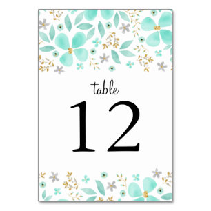 Cartes de numéro de table de mariage à feuille de