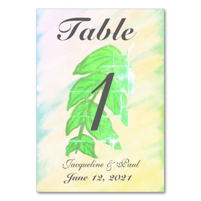 Cartes de numéro de table de mariage à l'aquarelle (Par défaut)