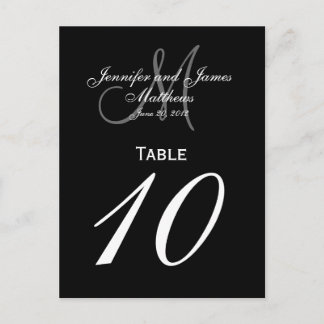 Cartes de numéro de table de mariage à monogramme 
