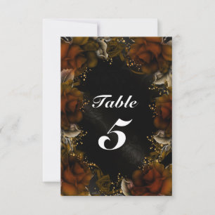 Cartes de numéro de table de mariage automnal flor