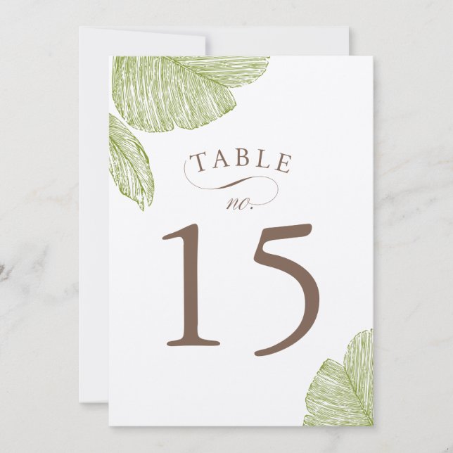 Cartes de numéro de table de mariage avec palmier  (Devant)