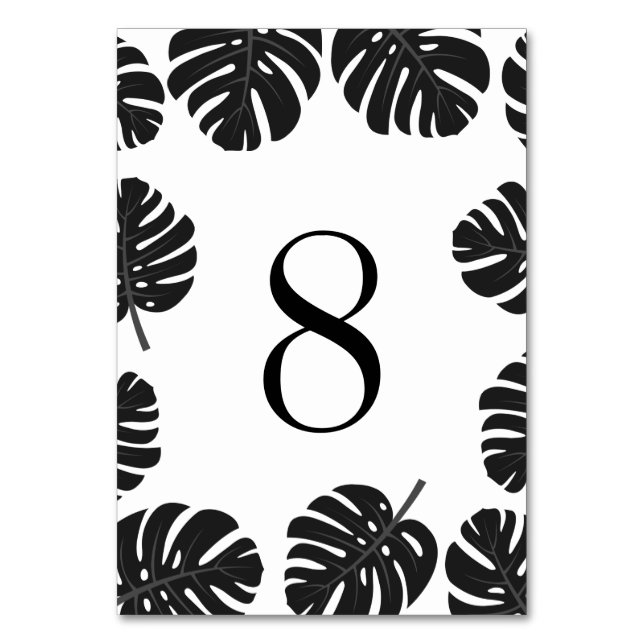 Cartes de numéro de table de mariage chic feuille  (Par défaut)
