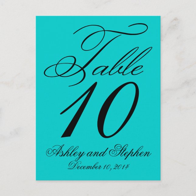 Cartes de numéro de table de mariage élégantes Ble (Devant)