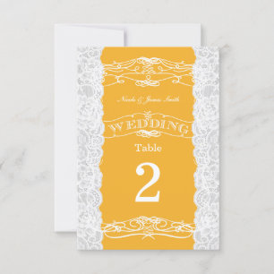 Cartes de numéro de table de mariage en dentelle j