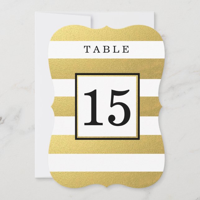 CARTES DE NUMÉRO DE TABLE DE MARIAGE EN OR CHIC (Devant)